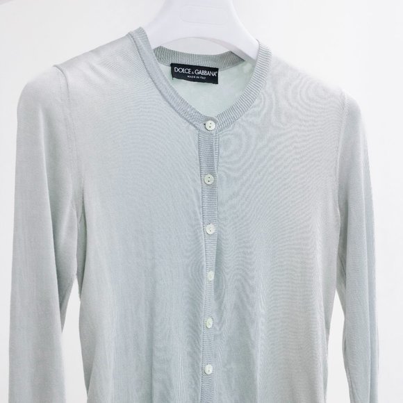 Dolce & Gabbana Pastel Green Silk Lace Back Cardigan - Picture 1 of 14